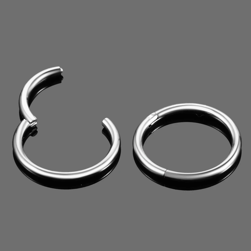 10Pcs/ G23 Titanium Nose Hoop Septum Clicker Piercing Hinged Segment Nose Ring Lip Helix Daith Conch Cartilage Piercing Jewelry