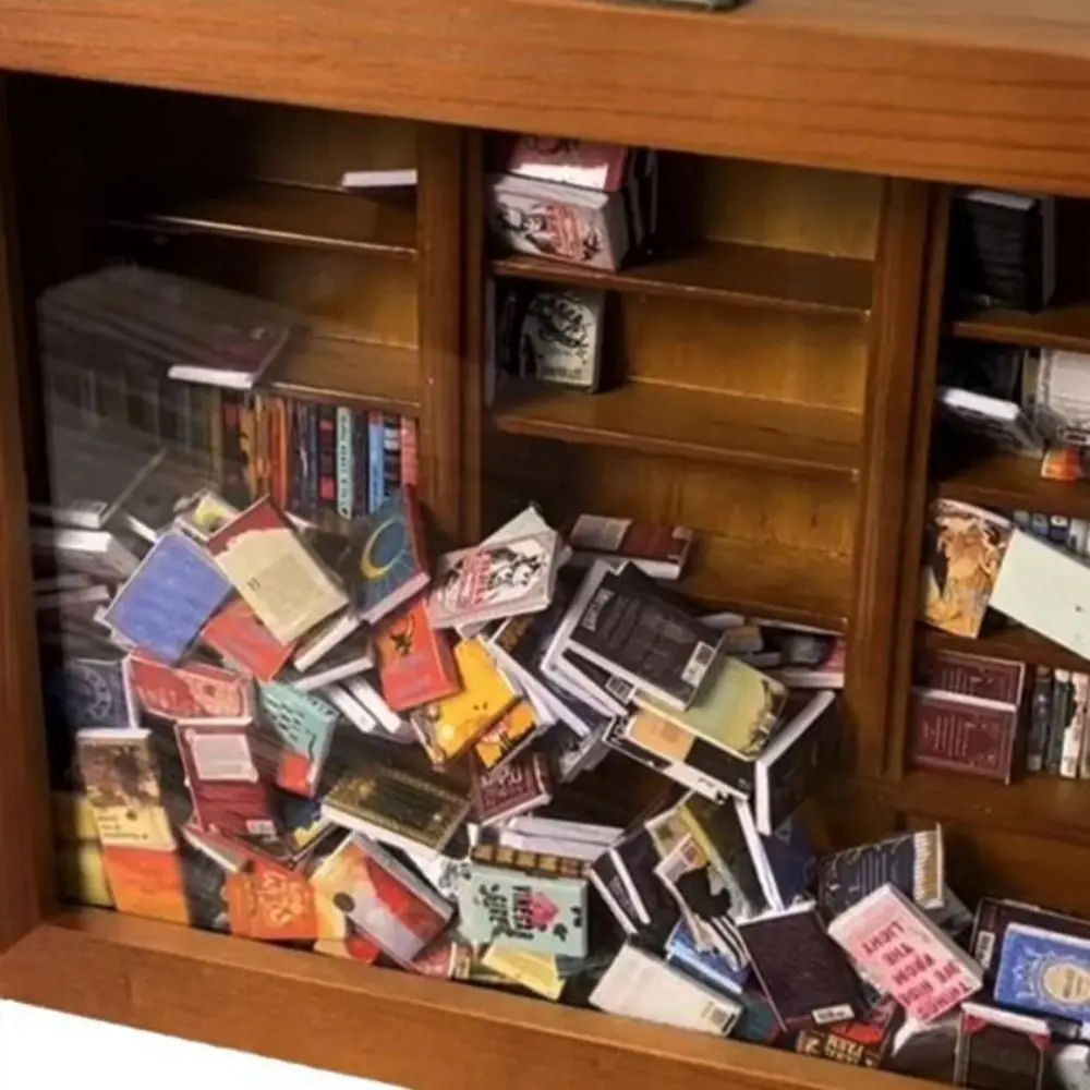 

Bookshelf Decor Anxiety Bookshelf Home Desktop Decoration Fidget Miniature Wooden Bookshelf Handmade Wooden Figurine Statue