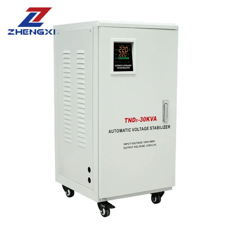 Fully Automatic 220V Single Phase AC Voltage Regulator 15kVA 20KVA 30kVA SVC Usage Stabilizer LCD Display 220V3% Output 90%
