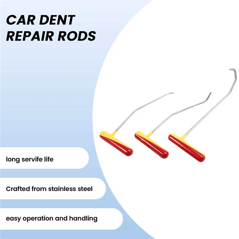 

ABLL-Car Dent Repair Rods Dent Remover Hook Tool Stainless Steel Repair Tool Car Automotive Body Dent Repairing Rod