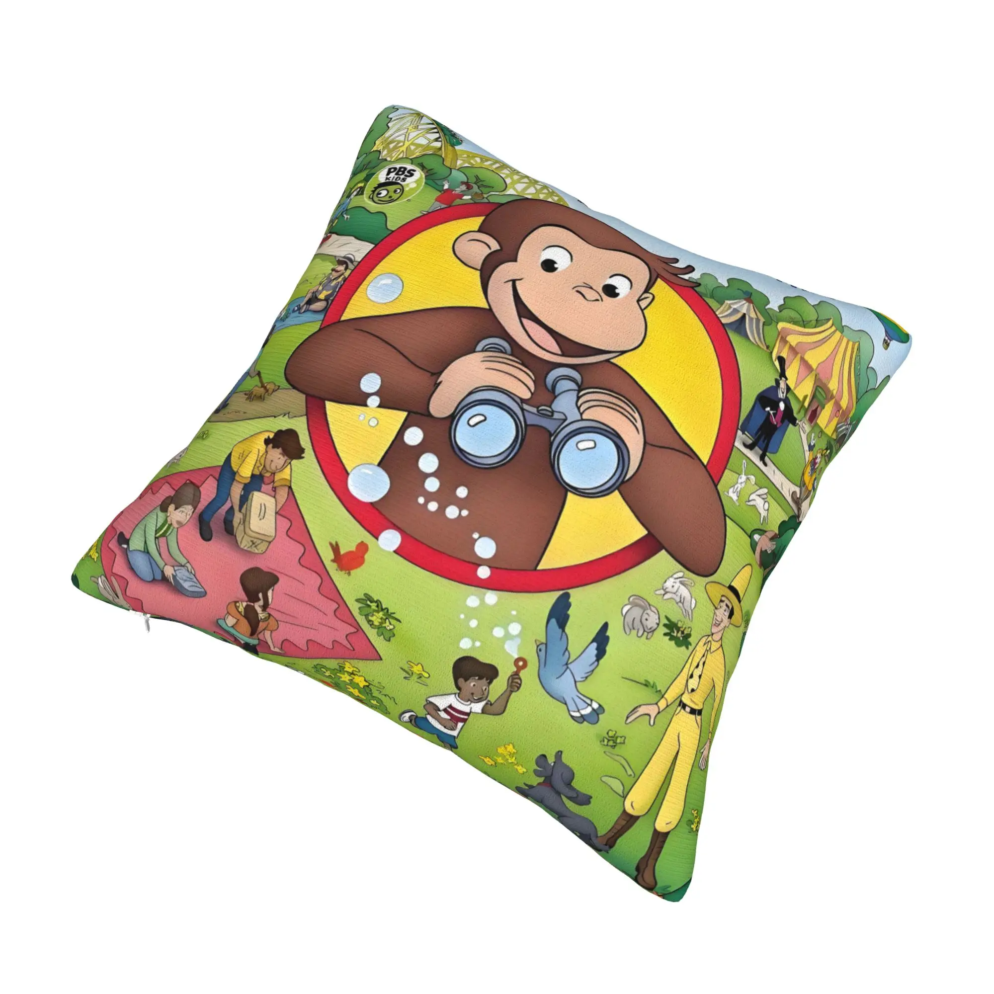 C-Curious G-Georges Cushion Cover Seek‑and‑Find Velvet Nordic Pillows for Car Sofa