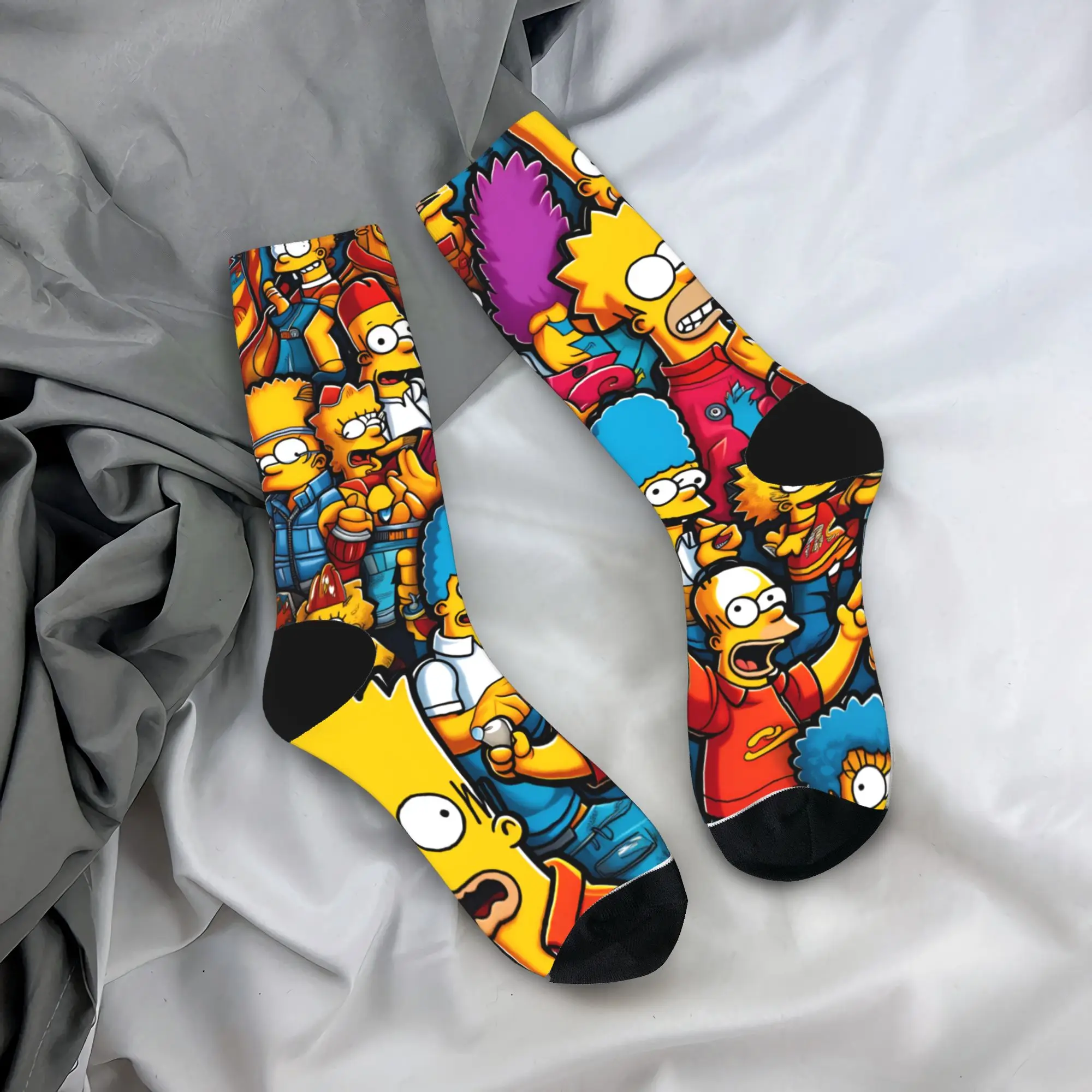 

S-Simpsons Characters Streetwear Graffiti Collage Socks Trendy Stockings Winter Non Skid Men Socks High Quality Outdoor Socks