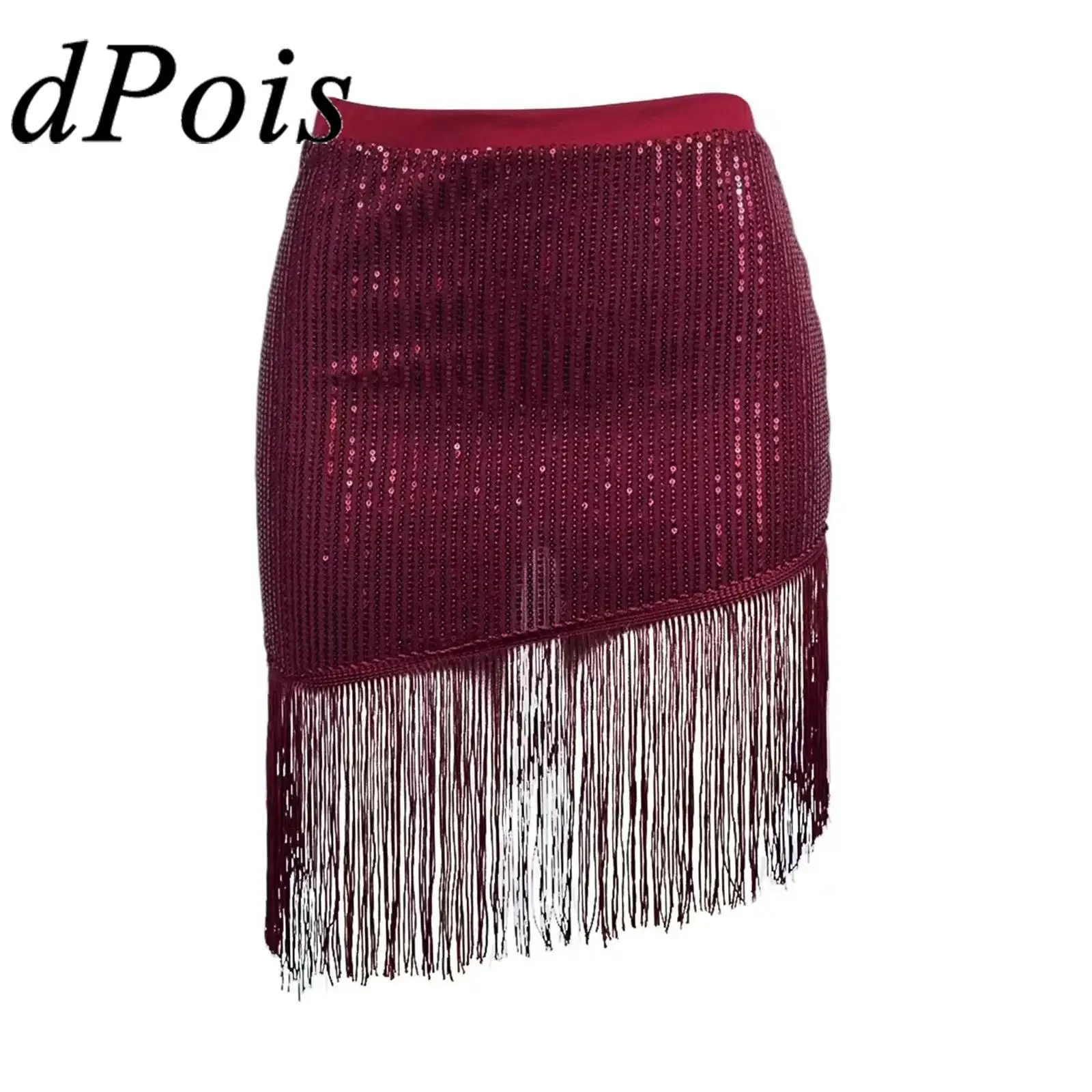 

Женская горячая юбка, элегантная блестящая блестящая бахрома, мини-юбки с эластичной резинкой на талии, праздничная юбка, одежда для ночного клуба Falda Corta