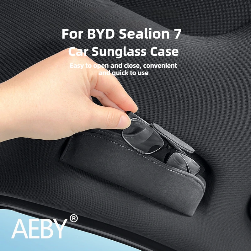 

AEBY For BYD Sealion 7 2024 Car Sunglasses Holder Anti-Scratch Eyeglasses Case Organizer Built-in Sun Visor Interior Storage Box