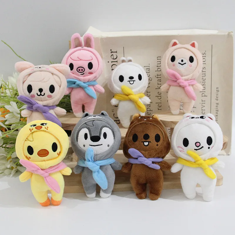 

13cm New Stray Children's Head Cover Doll Sunny Day Doll Cotton Doll Bag Keychain Li Longfu Fang Can SKZ Fan Pendant