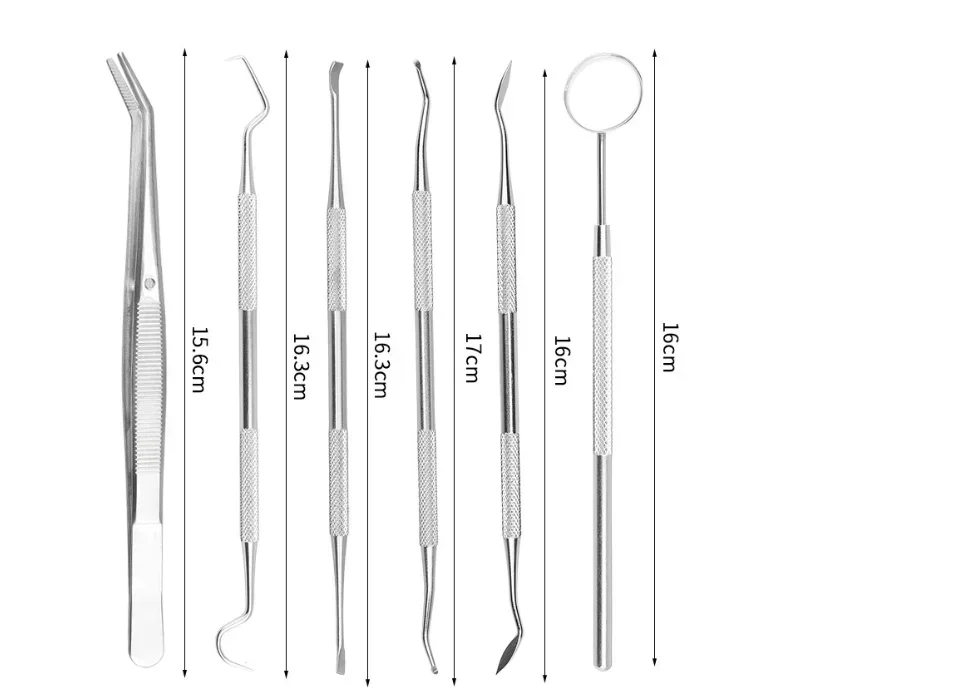 6/5/4/3 Stuks Rvs Tandheelkundige Spiegel Tandheelkundige Kit Tas Mond Spiegel Tandheelkundige Instrument Zorg Tandarts Whitening Tool