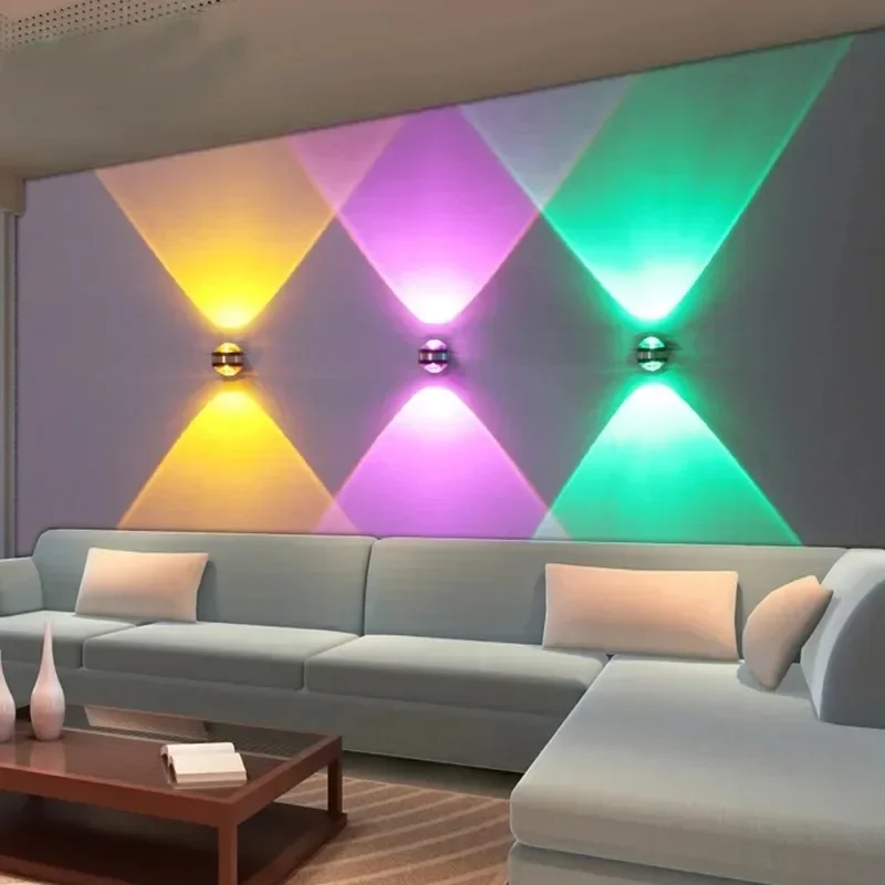 6 واط وحدة إضاءة LED جداريّة مصباح الألومنيوم مرآة ضوء ملون أسود كريستال ضوء KTV بارت 85 فولت ~ 265 فولت Q-013