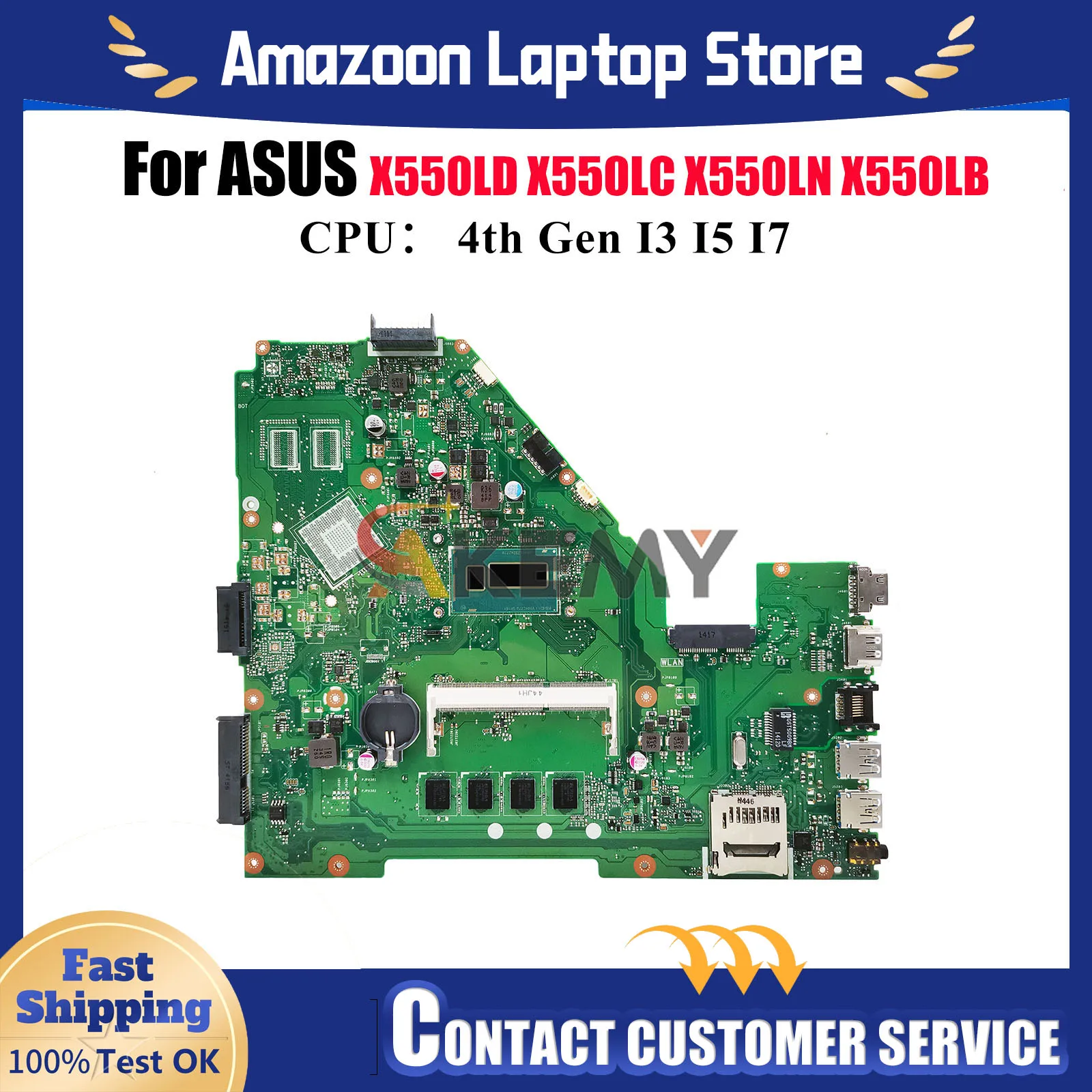 

Материнская плата для ноутбука X550LA ASUS VivoBook X550LD Y581L X552L R510L X550LB X550LN X550L X550LC с процессором I3 I5 I7 stk