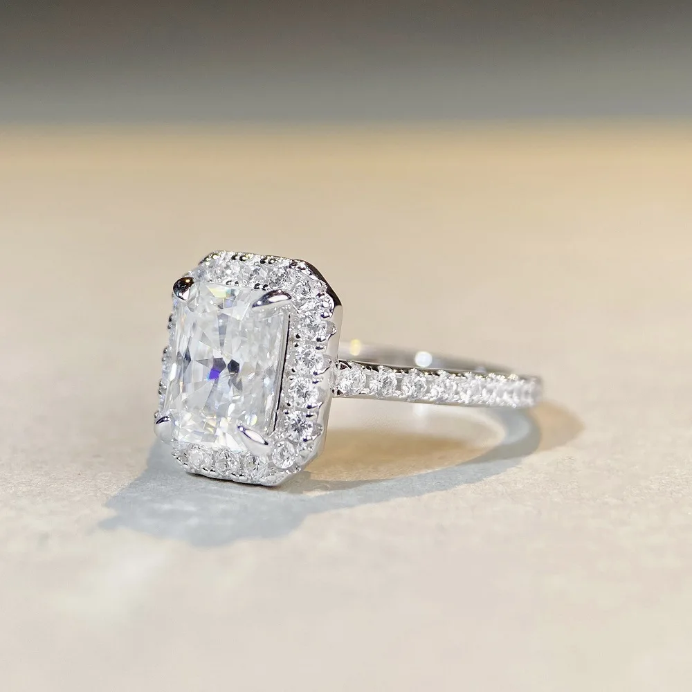 PT950 Platinum Morganite Ring - Radiant Cut - D Color Morganite Inverted Diamond Engagement Ring Full Diamond Ring