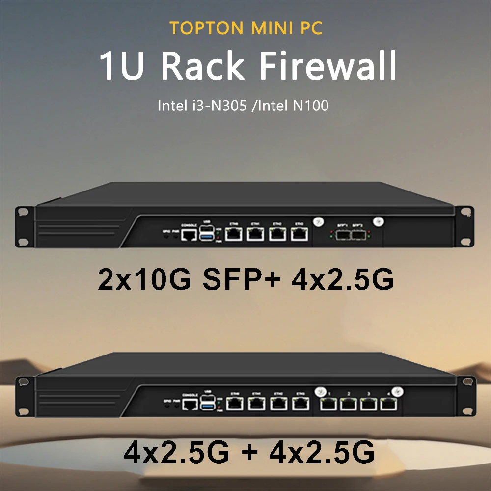 Nowy 1U Rack Firewall Appliance 2x10G SFP+ 4x i226-V 2.5G Intel i3-N305 N100 DDR5 mSATA Network Router Mini PC Server AES-NI