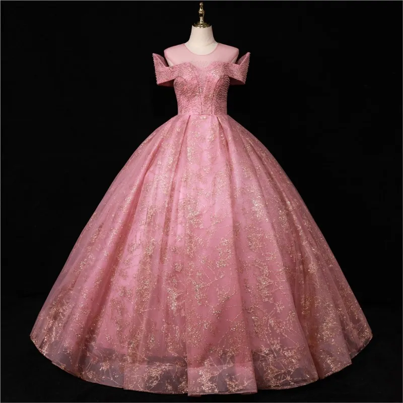 Colorful ball puffy plus-size singing art examination performance dress