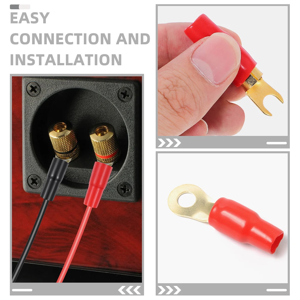 

6 Pairs Wire Terminals Crimp Connectors Kit Speaker Fork Electrical High Quality Gold Plated Anti Corrosion Insulated Sleeves
