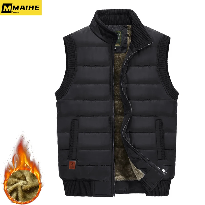 2023 Men\'s Winter Sleeveless Jacket Solid Color Fleece Thickened Warm Vest high quality Design Slim-fit Men\'s Clothing 8XL