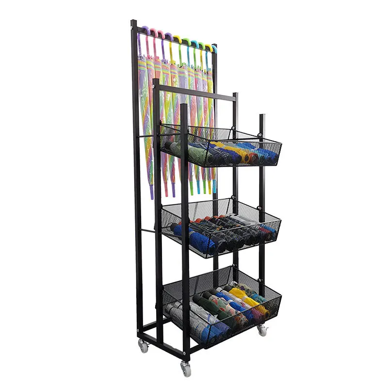 맞춤형 현대식 광택 다층 금속 의류 진열대 4단 선반 편의점 슈퍼마켓 보관 독립형