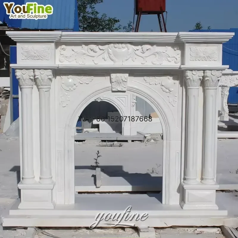Wmwmnu New Design Modern Natural Stone Marble Fireplace Pillars for Home Decor Interior Design Elegant Mantel Surround Column