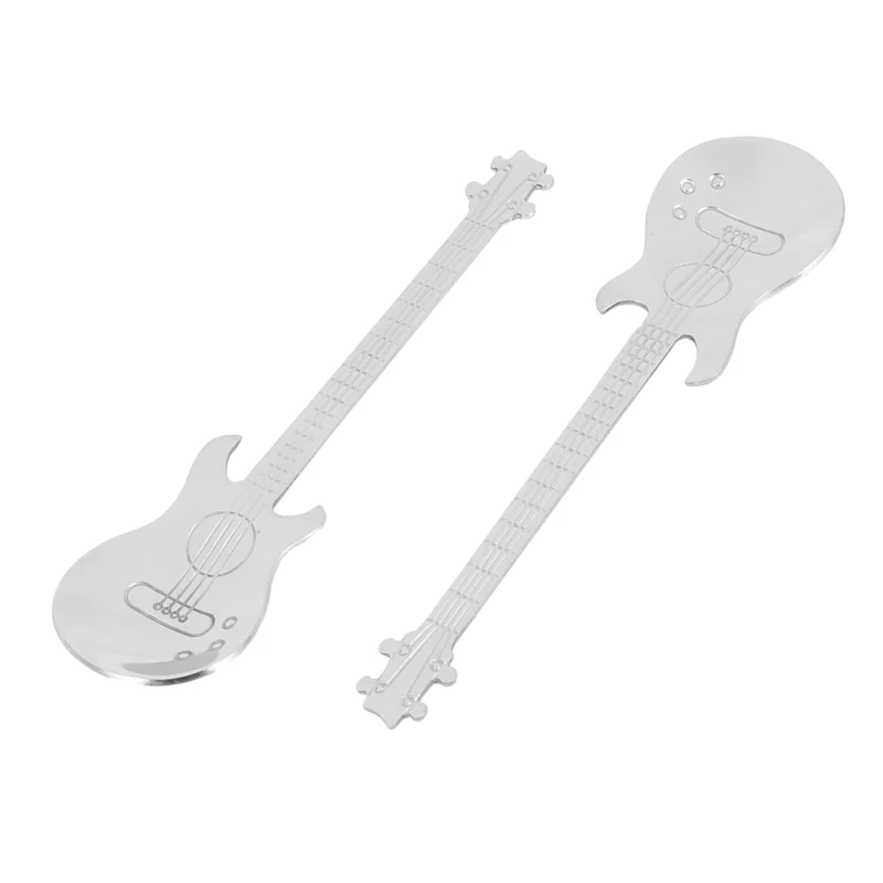 A74U Guitar Coffee Teaspoons,24 Pcs Stainless Steel Musical Coffee Spoons Teaspoons Mixing Spoons Sugar Spoon(Silver) view 4