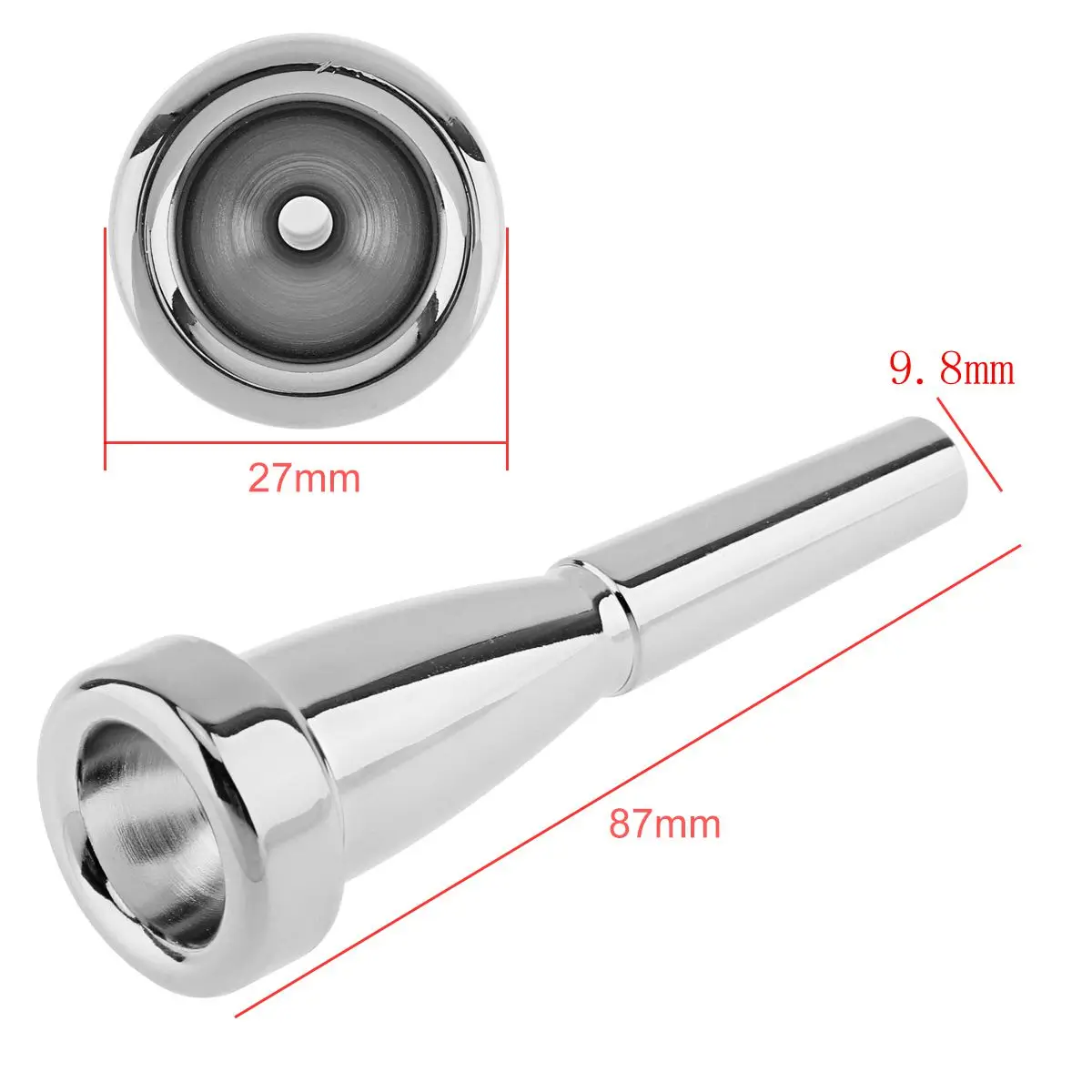 Versilbertes Messinglegierungs-Mundstück-Set 7C 5C 3C für Trompeten, passend für Yamaha / Bach / Conn / King, mit Bürste, Reinigungstuch, EVA-Etui – Detail 18
