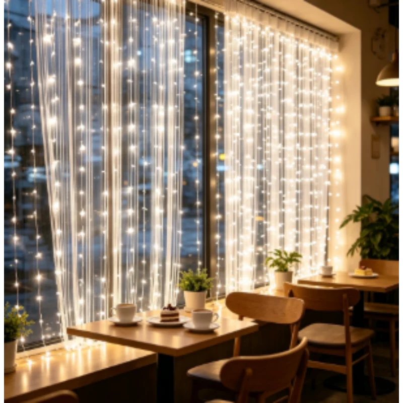 LED Fairy Curtain Garland Lights, Christmas Halloween Decorative Lights for Wedding Party Garden Home