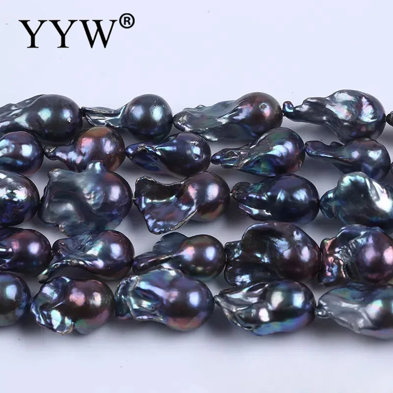 High Quality 16-23mm Irregular Pearl Beads Black Large Grain Flameball Baroque Nucleated Freshwater Pearls DIY Jewelry Making