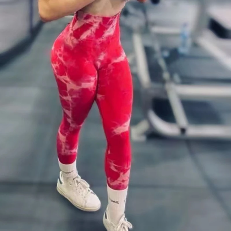 Frauen Tiedye Gym Leggings Nahtlose Mujer Push-Up Booty Hosen Scrunch Sport Fitness Hohe Taille Workout Yoga Leggins Drop Schiff – Detail 9