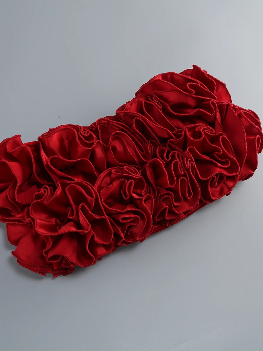 Сексуальный красный велюровый комплект из двух предметов без бретелек, топ на шнуровке с лямкой на шее + мини-юбка с низкой талией, женские клубные вечерние юбки знаменитостей, костюмы