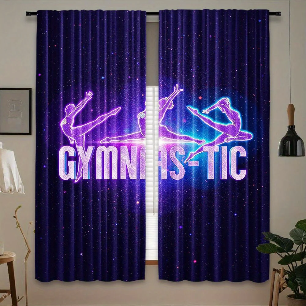 

Неоновые шторы с гимнастическим принтом для спальни и гостиной, светонепроницаемые, термоизолирующие, для уединения и энергичного домашнего декора