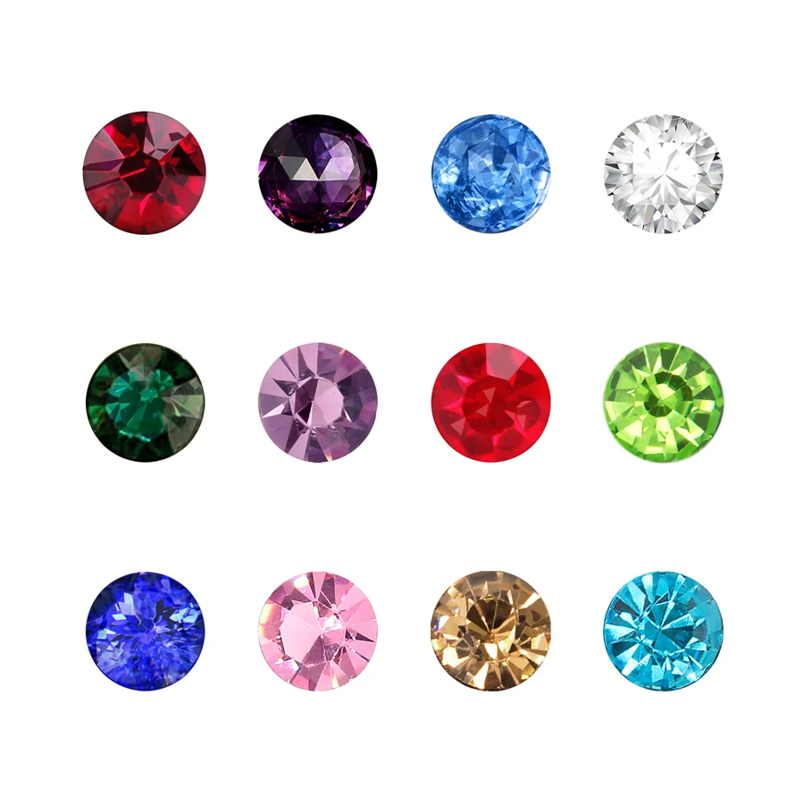 12pcs/Lot Fashion 3mm 4mm 5mm Round Glass Charms Birthstone January To December Floating Birthstone Charms Locket