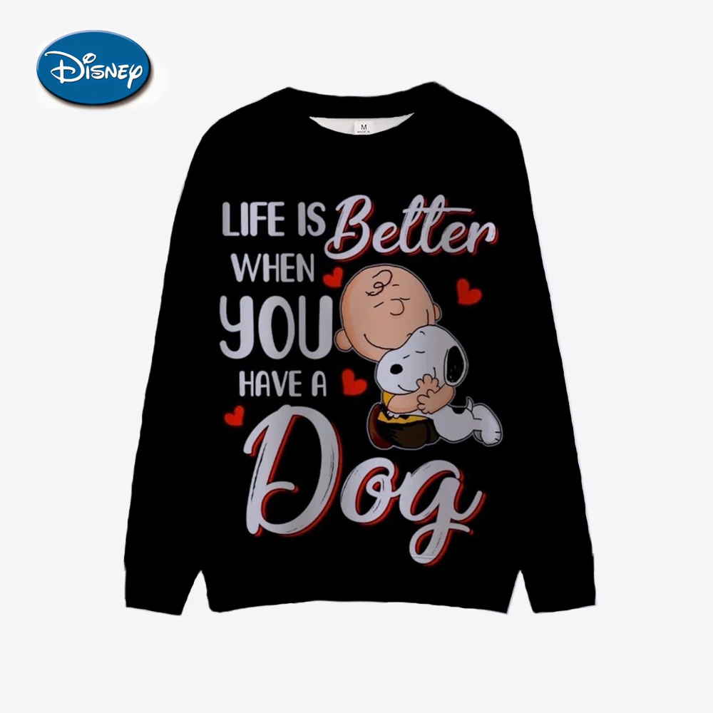 Street Casual Womens Sweatshirt Snoopy cartoon Print Hoodies Loose Soft Pullovers Crewneck Fleece Clothes