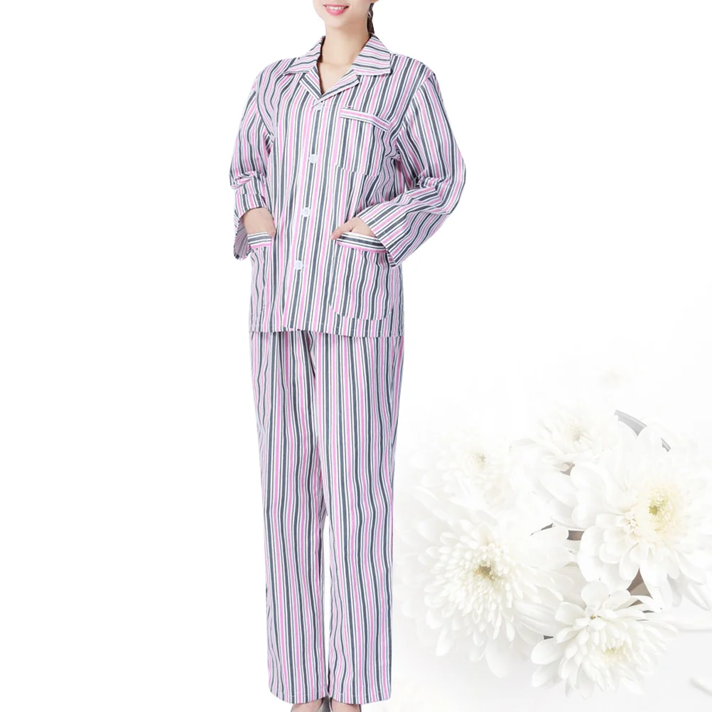 Long Sleeve Cotton Pajamas Hospital Clothes Patient Wear Stripe Pattern Sleepwear Comfortable Classic Collar Pajama Sets