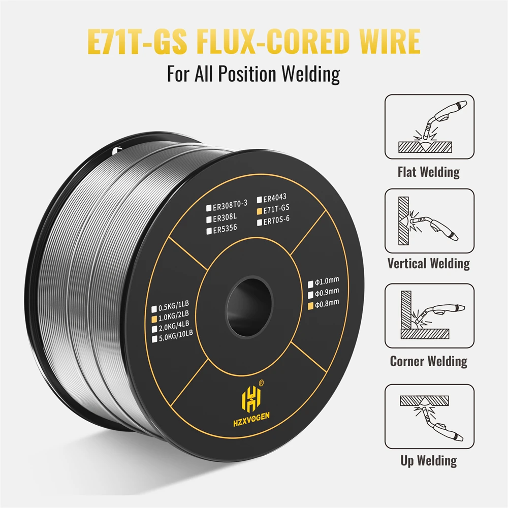 HZXVOGEN 0.8mm 1KG Mig Welding Flux Core Wire Gasless Wires Iron Welding Carbon Steel Mig Welder Accessories For Soldering Tool