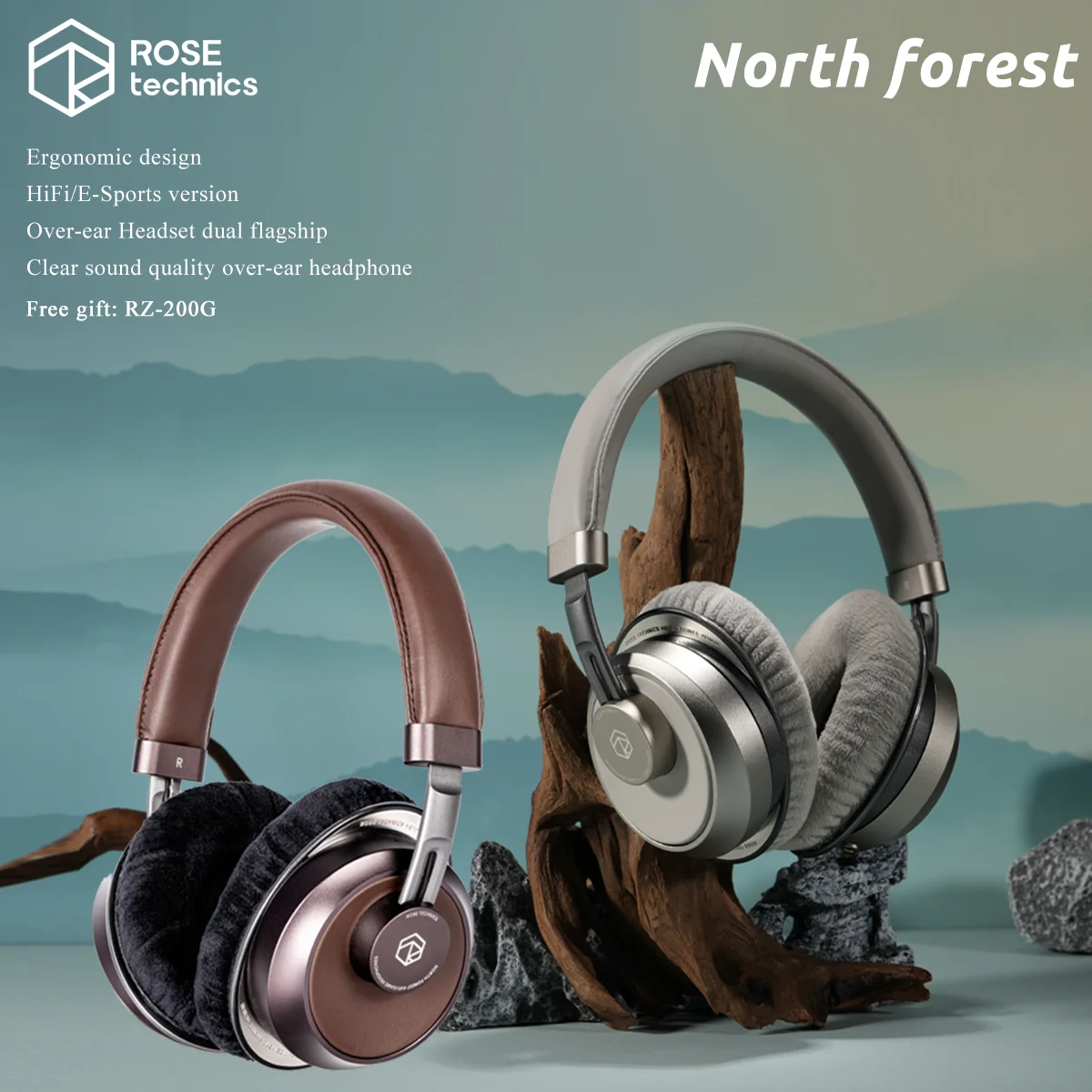 

Накладные наушники ROSESELSA North Forest для киберспорта, двойной флагман/эстерьгономичный дизайн/качество звука, накладные наушники для киберспорта