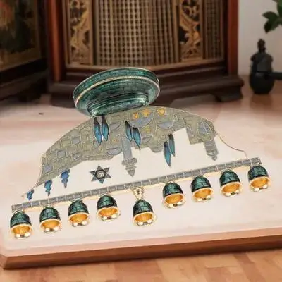 9-Head Candlestick Metal Candelabra Hanukkah Holder Home Decor Jewish Holiday Display Table Centerpiece