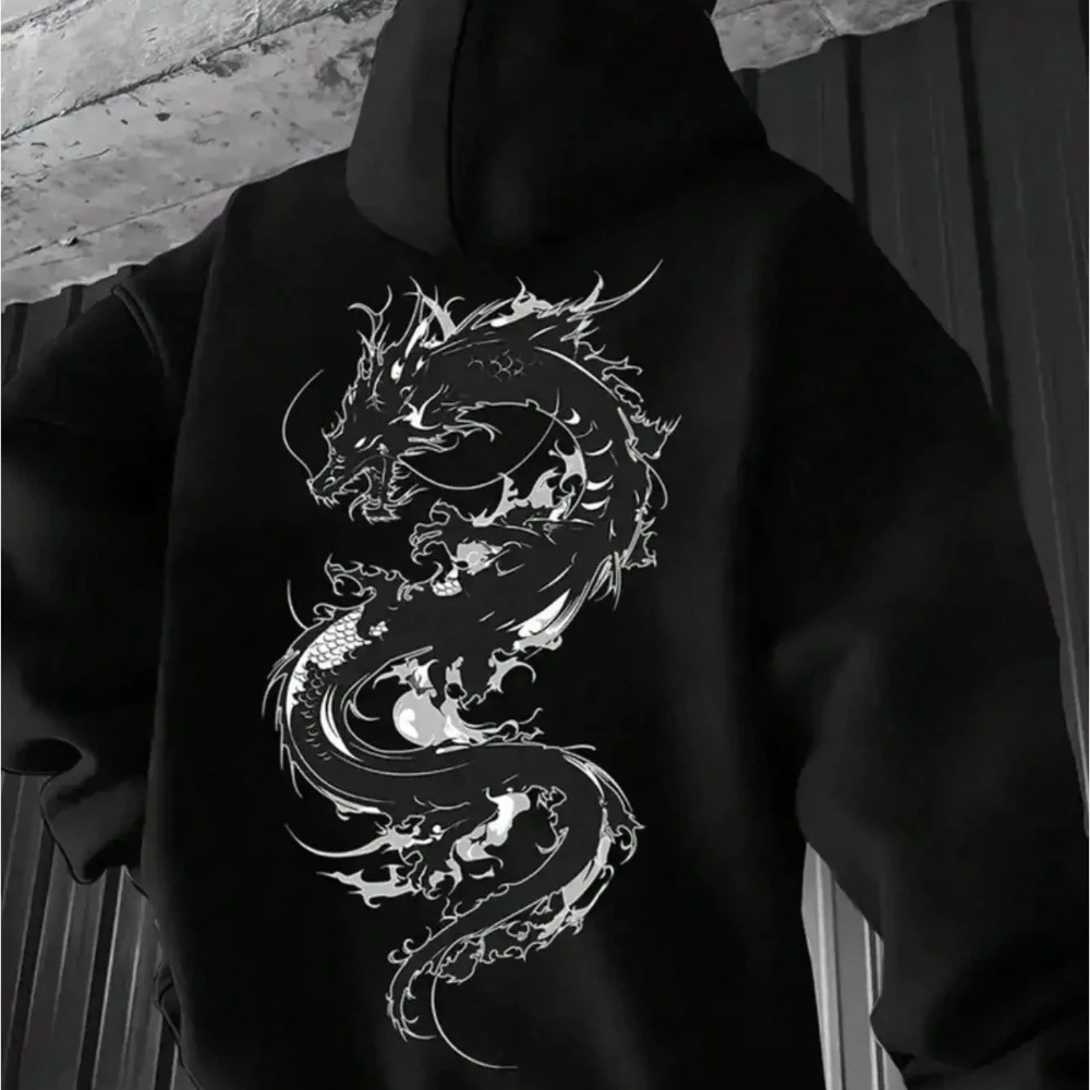 

Толстовка с принтом CLOOCL Ink Dragon Pattern, осенне-зимняя модная мужская одежда