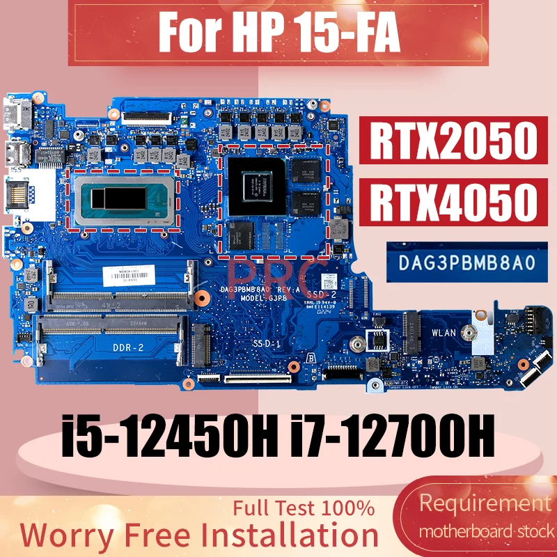 DAG3PBMB8A0 For HP 15-FA Notebook Mainboard i5-12450H I7-12700H RTX2050 2G RTX4050 3G N61953-601 N93609-601 Laptop Motherboard