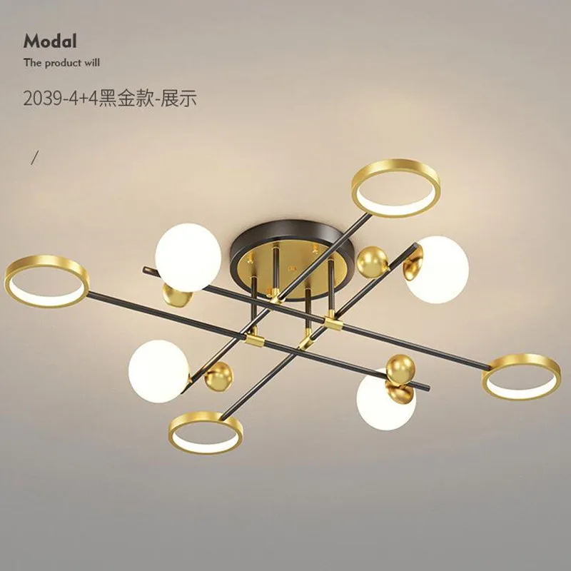 

New Design Chandelier Lighting Modern for Home Living Room Dining Foyer Kitchen Black and Gold Wrought Iron Ceiling Hanging Lamp