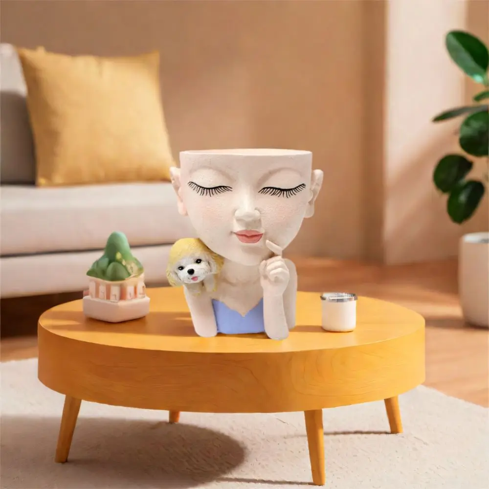 

Creative Decorative Girls Flower Pot Elegant Unique Succulent Plant Pot Micro Landscape Resin Desktop Flowerpot Garden