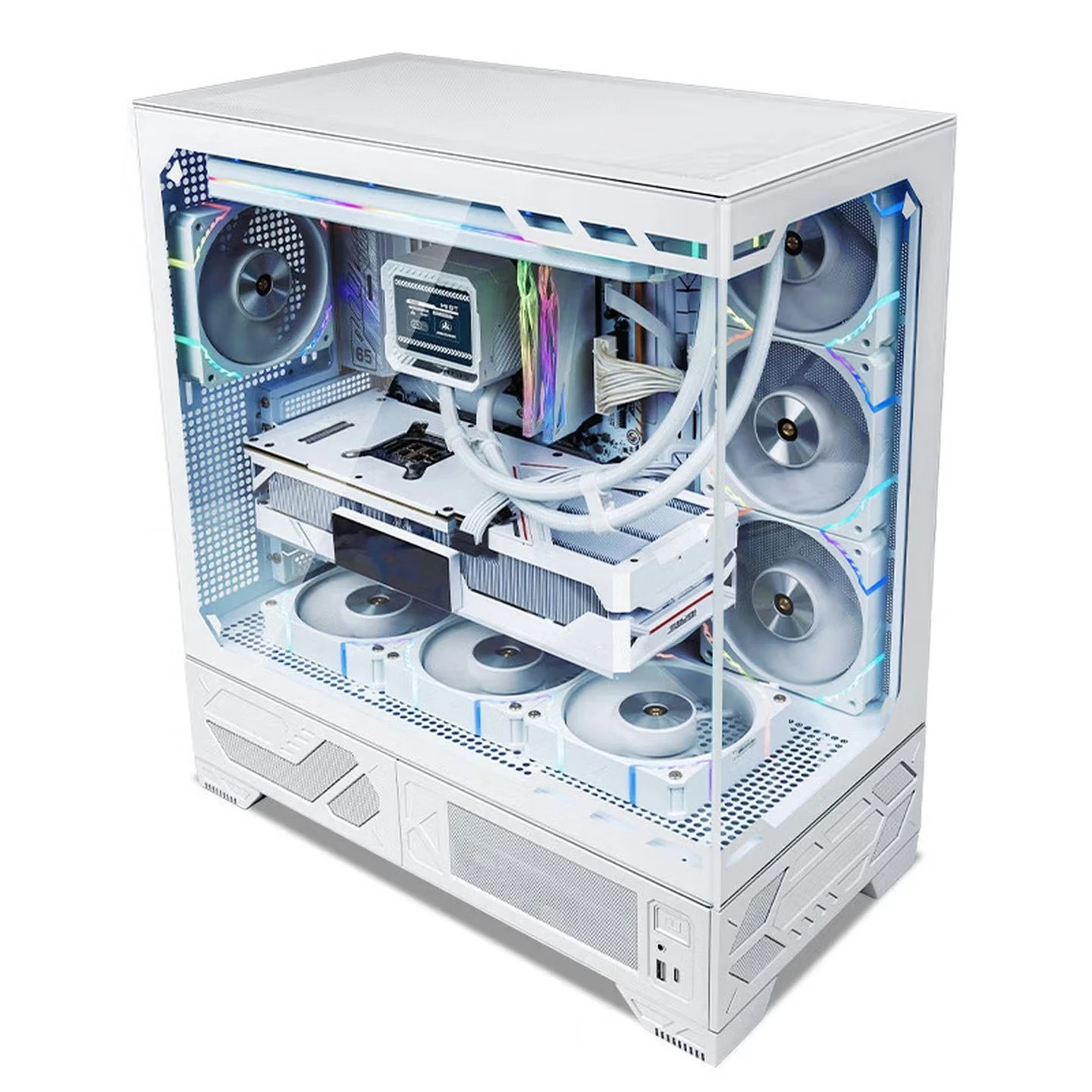 Without Fan White ATX Gaming Computer Desktop Case, Support 360 Water Cooling 270 ° Sea View Room