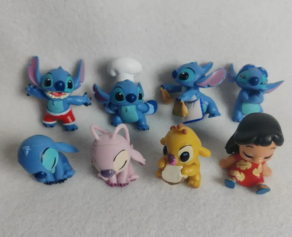8 pezzi 3-4 cm Lilo & Stitch cartone animato carino figura modello collezione Anime ornamento da tavolo decorazione torta di compleanno giocattoli per bambini regali