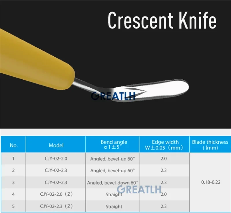 1pcs Disposable Surgical Blades Crescent Knife Ophthalmic for Scleral Tunnel Veterinary Ophthalmic Cataract Microsurgery