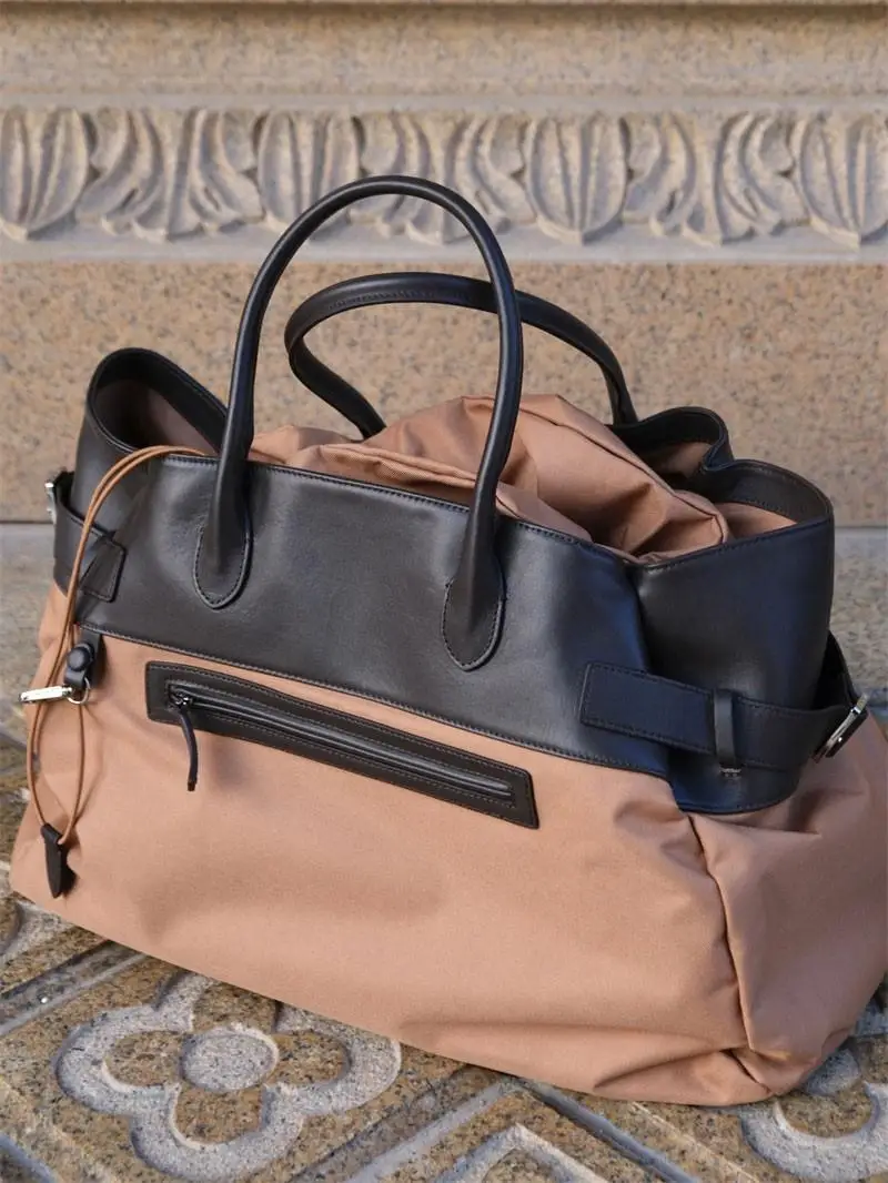 

Новинка 2025 года, большая дорожная сумка из бычьего холста Fitn, нейлоновая лоскутная сумка, пригородная большая сумка для женщин и мужчин