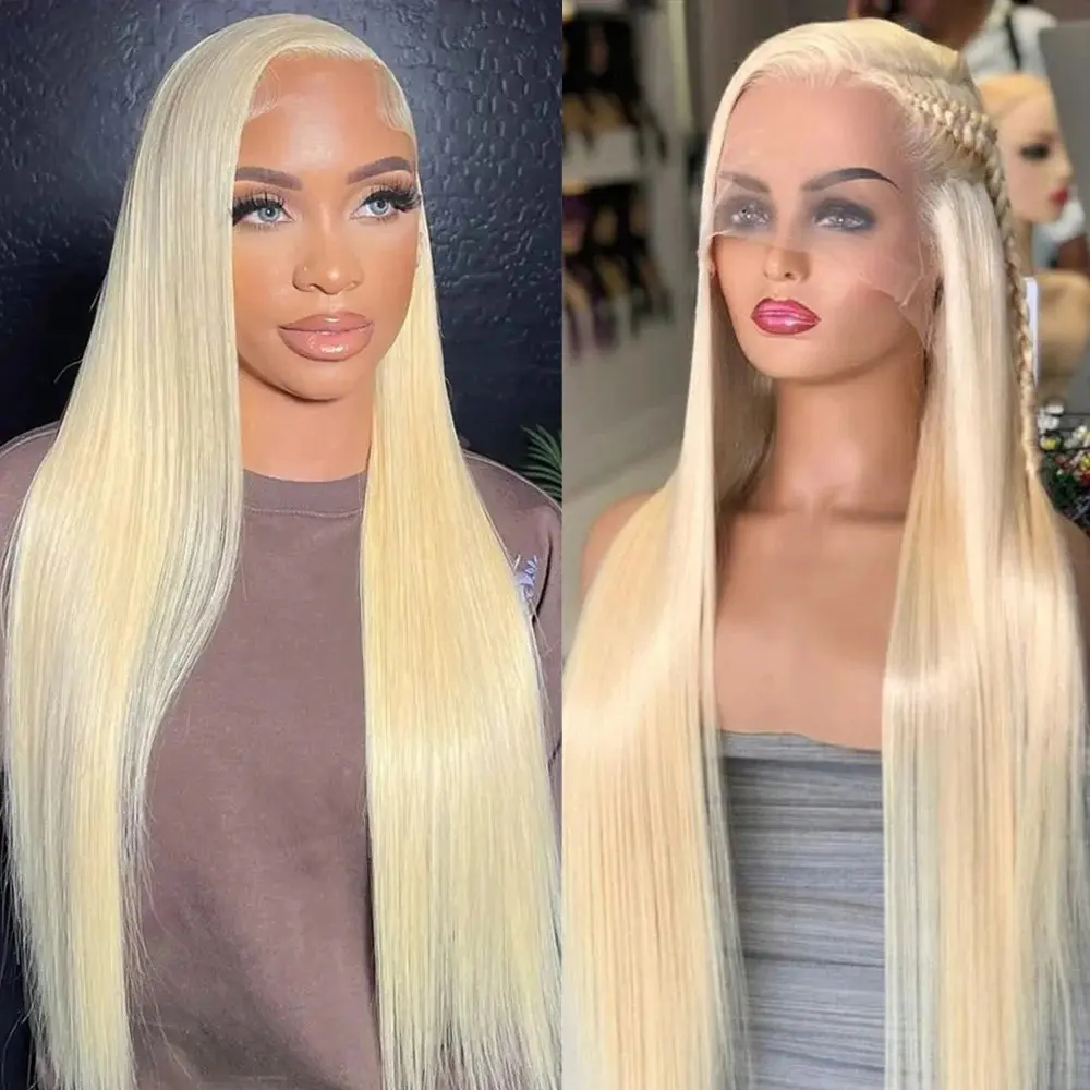 Rosabeauty 13x6 Blonde 613 HD Glueless 13X4 Frontal Wig Preplucked 250% Straight Lace Front Human Hair Wigs 40Inches For Women