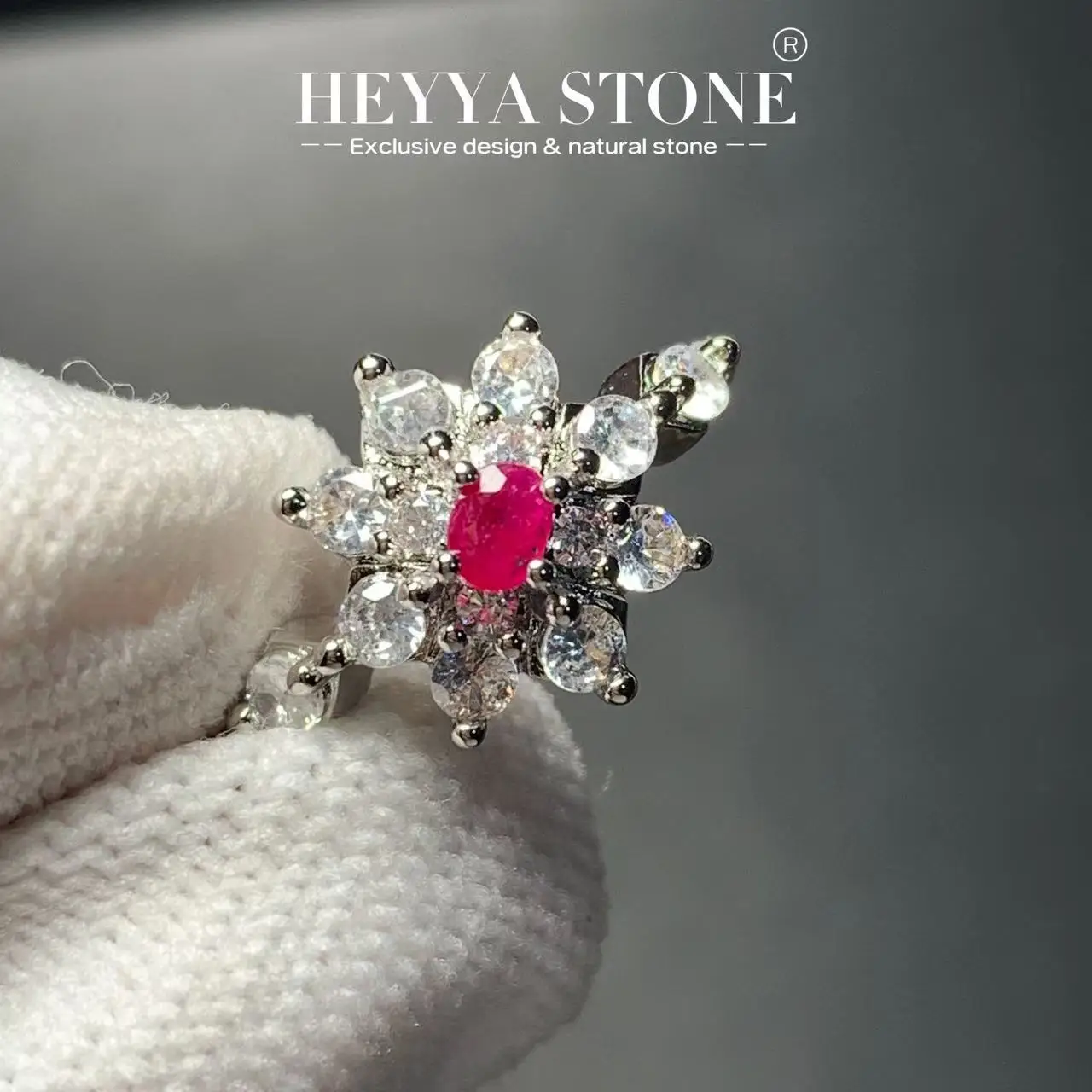 

HEYYA STONE Natural Ruby Ring For Women 925 Silver Plated Simple Fine Jewelry Stone Gemstone Classic Style