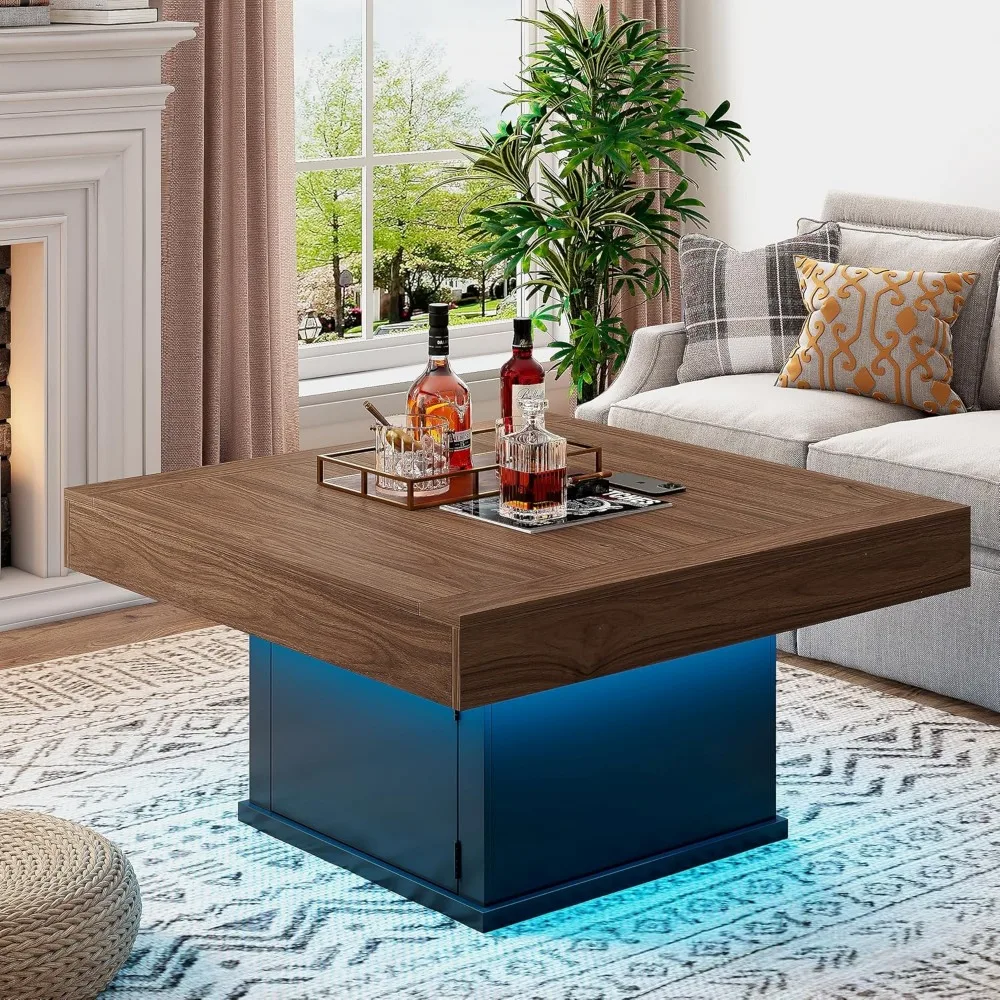 LED Coffee Tables for Living Room, Farmhouse Wood Coffee Table, 33.5