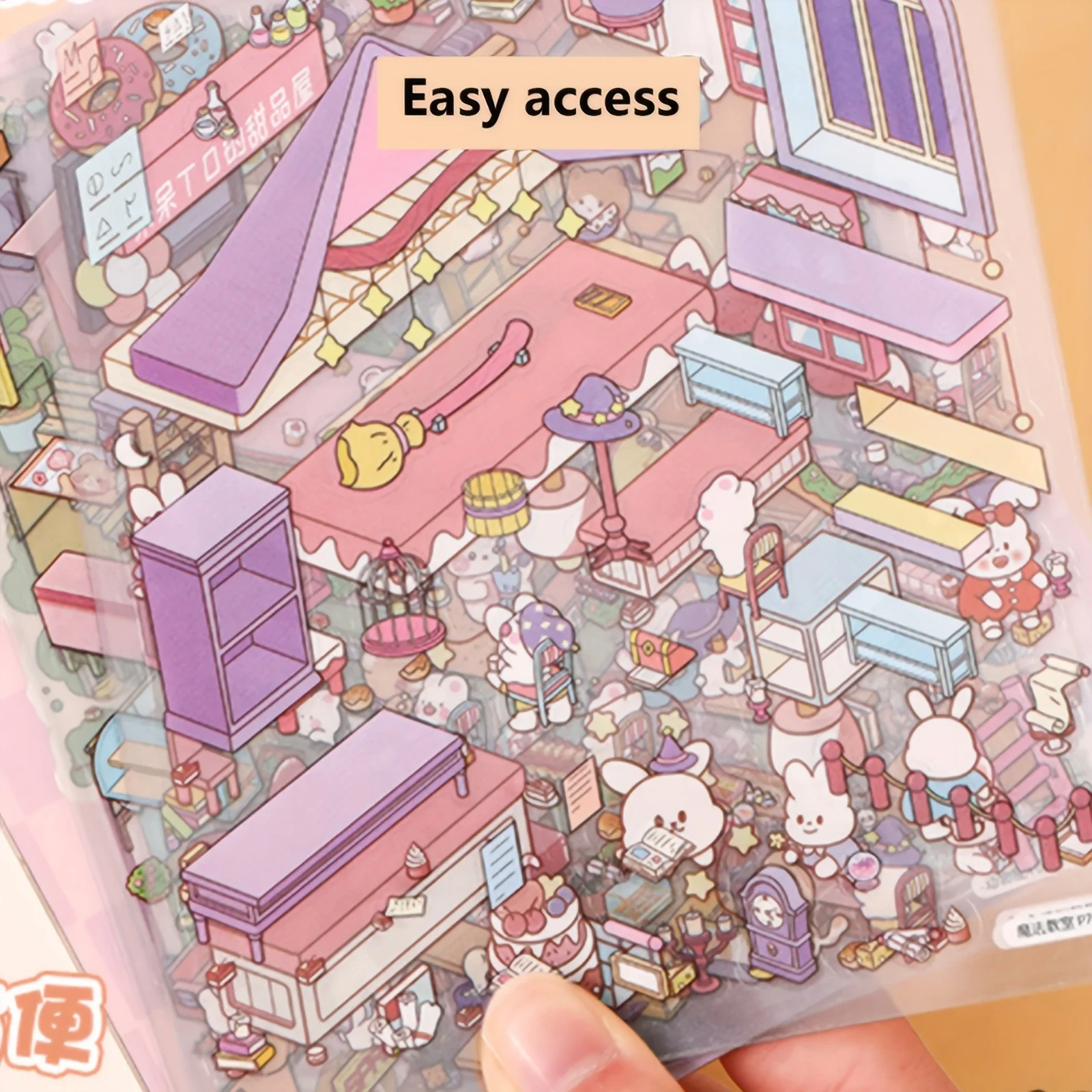 18 PCS 3D Mini Book Scene Stickers, Teahouse, Pet Shop, Hot Pot Shop, Izakaya, Bakery, Creative Stackable Cottage Designs view 6