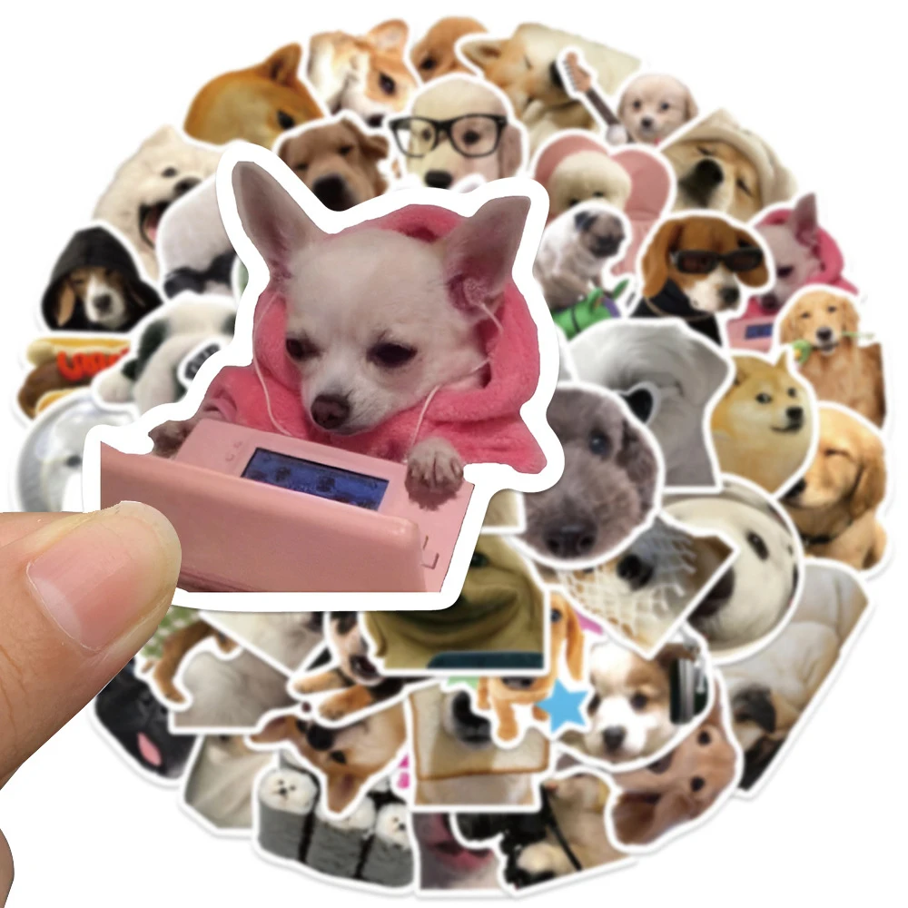 10/30/50 Uds. Pegatinas de dibujos animados de perro divertido y bonito, calcomanías de grafiti MEME de animales DIY, equipaje de motocicleta, portátil, coche, pegatina decorativa de juguete