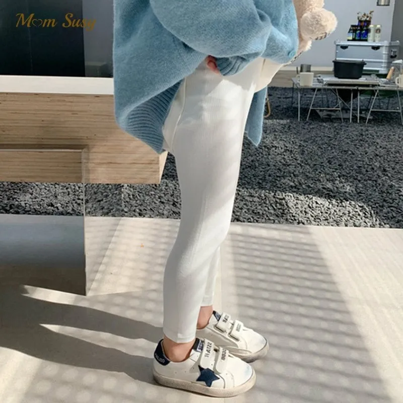 Fashion Baby Girl Cotton Ribbed Legging Trousers Infant Toddler Child Tight Hosiery Pant Spring Autumn solid Kid Clothes 1-6Y