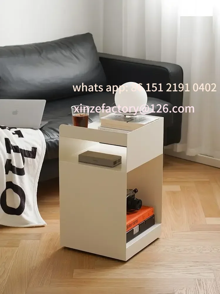 Customizable Bedside Table Lounge Modern Iron Cabinets For Living Room Sofas Simple Coffee Corner Wheel Retro