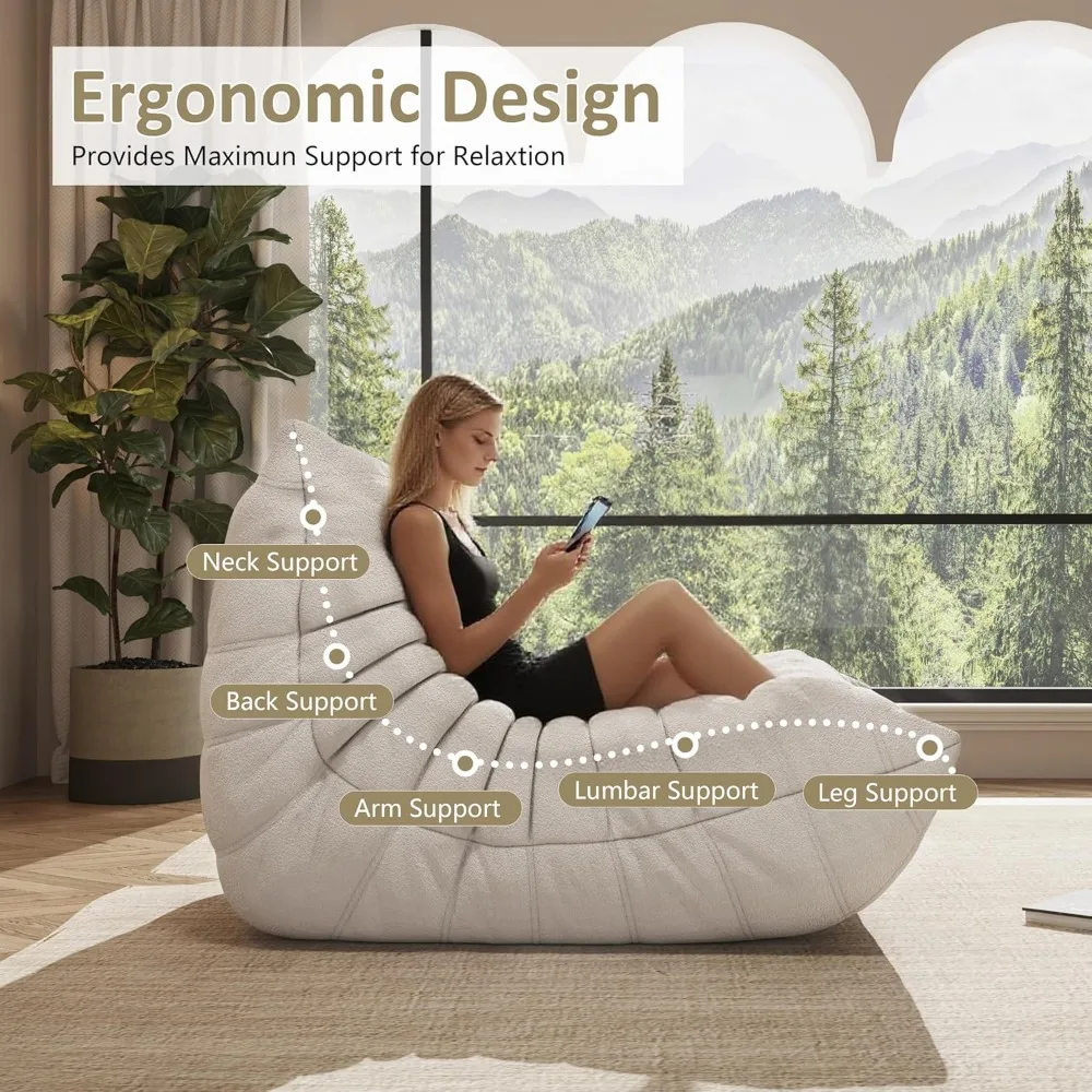 كرسي بين باج كبير الحجم مملوء بإسفنج الذاكرة للبالغين - أريكة صالة كبيرة ومريحة تتسكع بجوار الموقد #3