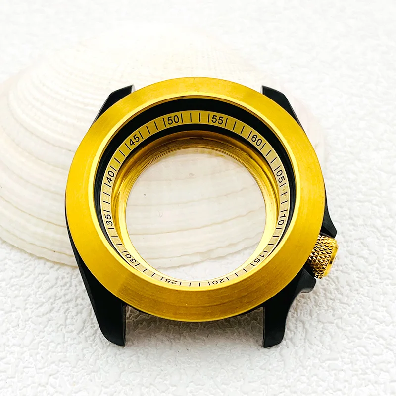 Seiko Gold Bezel Insert Ring Sapphire Glass SKX007 SKX009 Watch Cases Fits 7S26 NH35 NH36 4R 7S Automatic Movement Diving Case