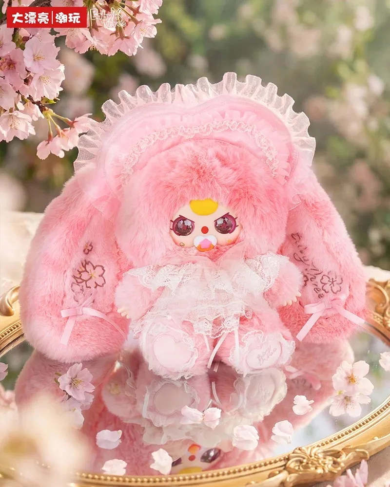Dapiaoliang Baby Three 400% Kantversierde Bloemthema Konijn Pluche Blind Box Gevulde Pop Desktop Decor Cadeau Voor Speelgoedverzamelaars